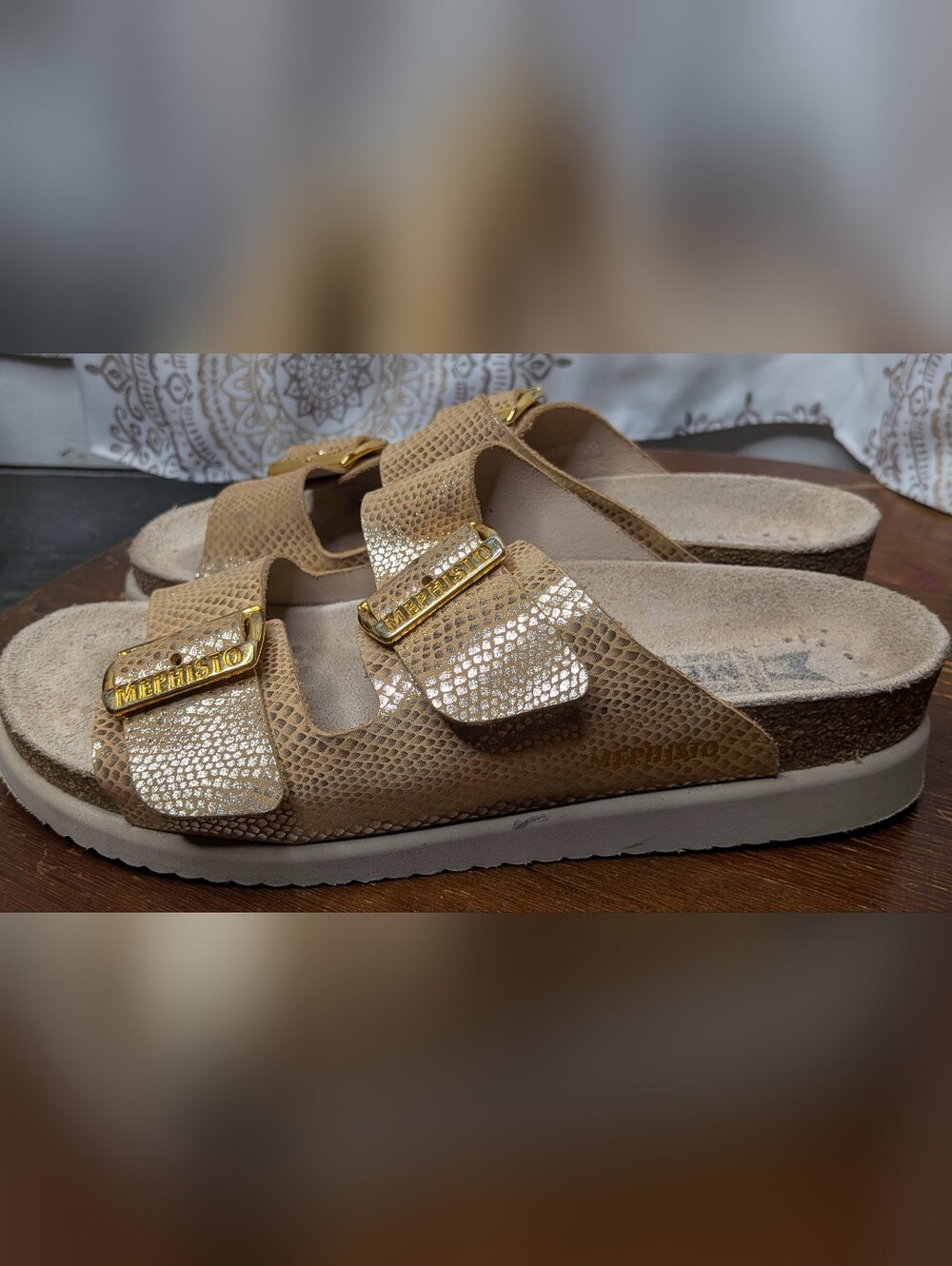Mephisto Women's Hester Light Sand Havana 512 Two Buckle Straps Flat Sandals 37 - Picture 6 of 10